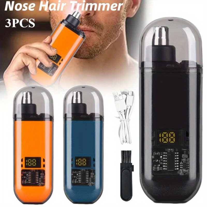 1pc recortadora de vello nasal y auricular con pantalla LED, adecuada para hombres y mujeres, sin dolor e inalámbrica USB rechargeable; cortapelos profesional doble filo - ()