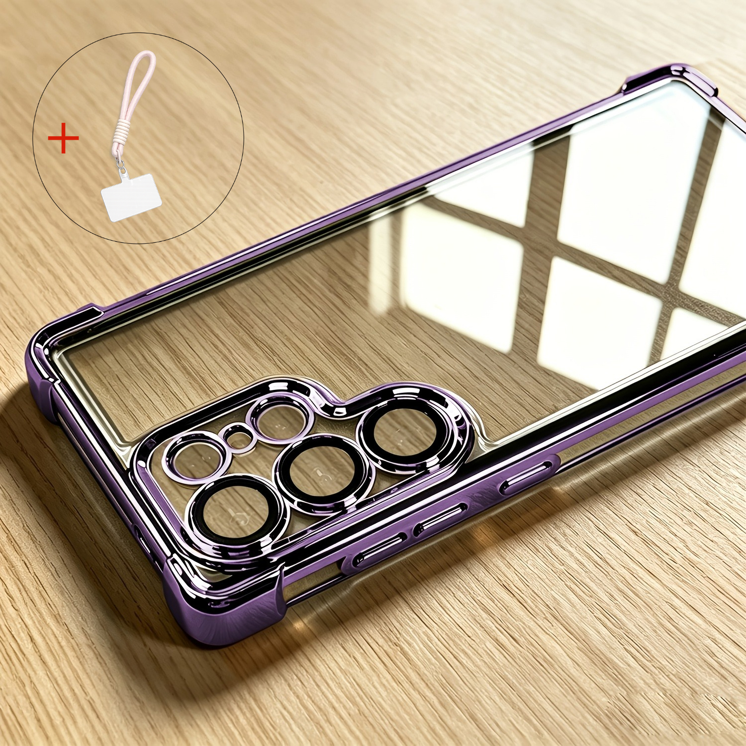 Phone Case: 2pcs [phone Case + Neck Lanyard] Luxury Transparent Electroplated Phone Case For Galaxy S26, S25, S24, S23 & S22, Plus, Ultra, Fe & Edge, Full Camera Lens Protection, , Shockproof Cover