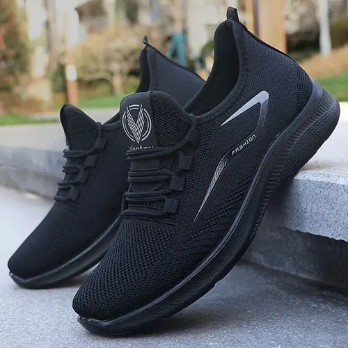 mens breathable knit sneakers able low shoes with durable pu fabric design for outdoor jogging training casual wear ventilated