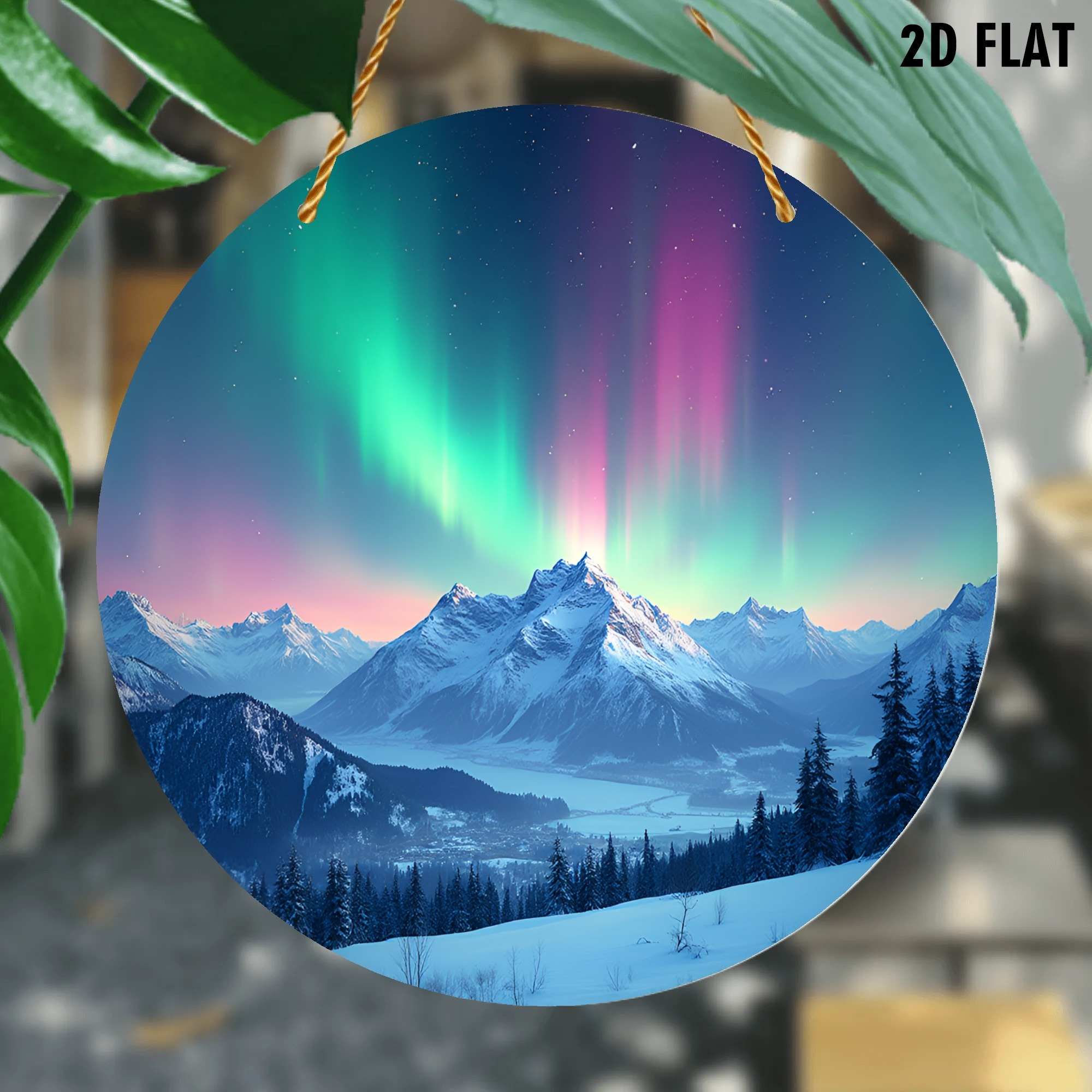 TEMU 2d Flat, 1pc Aurora Acrylic Sun - 2d Flat Decorative Hanging Strap With Vibrant Northern Lights And , Easter, Ramadan, Thanksgiving, 's Day -