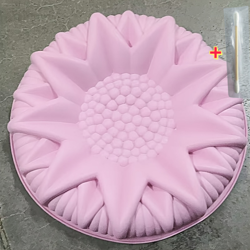 TEMU A Large Silicone Sunflower-shaped Pastry Cake Mold+1pc Cleaning Rod Baking Tool Kitchen Utensil In Random Color 26.01cm