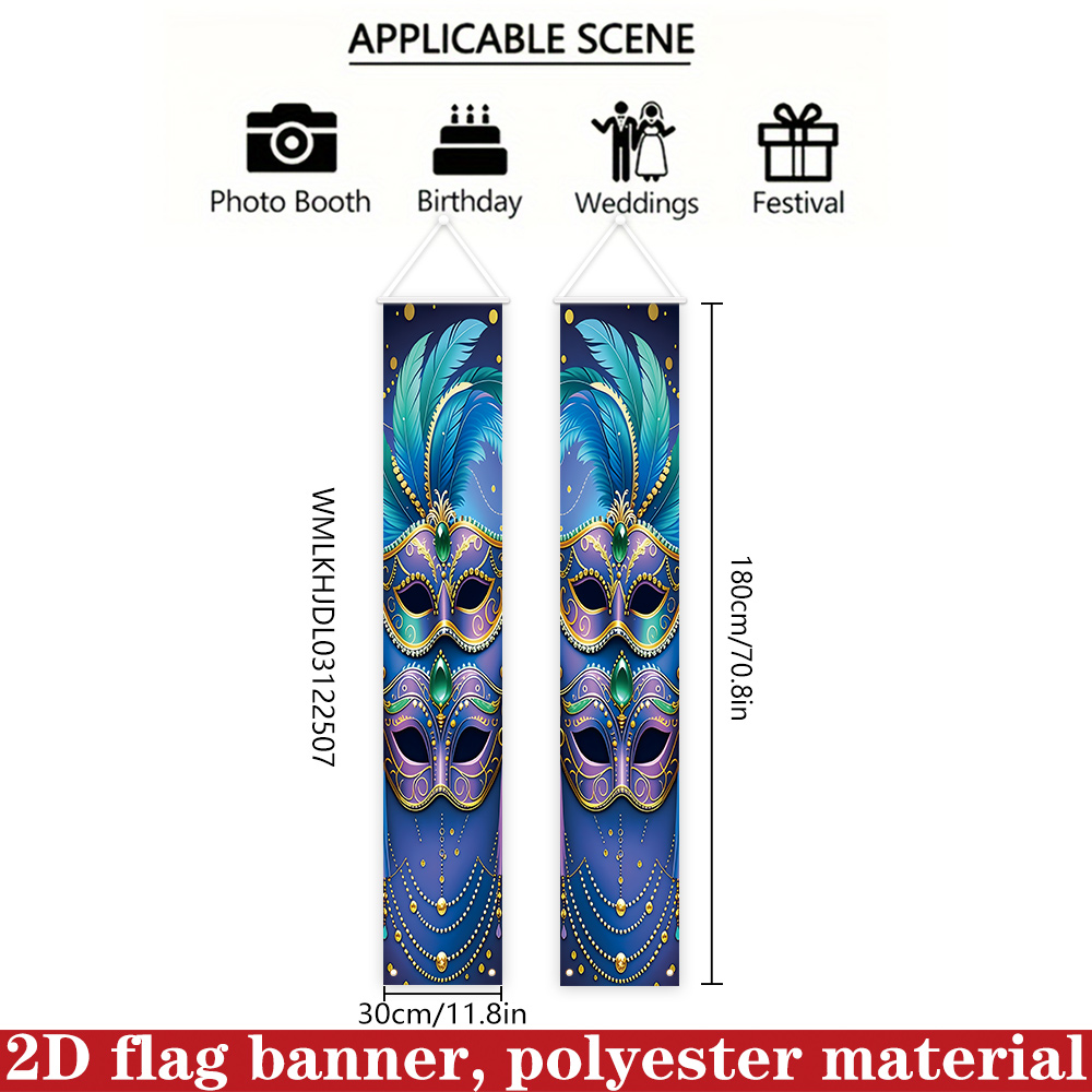 TEMU 2D Piatto, 2D Piatto - 2D Piatto, 2D Piatto - Banner Bandiera 2D, 2 pezzi Coppie Mardi Gras, Coppie Banner Gemma Viola di Carnevale, Decorazione