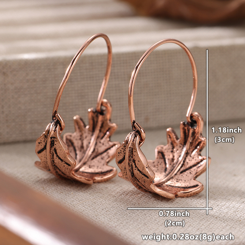 Vintage Hand Carved Geometry Leaves Drop Earrings Gift