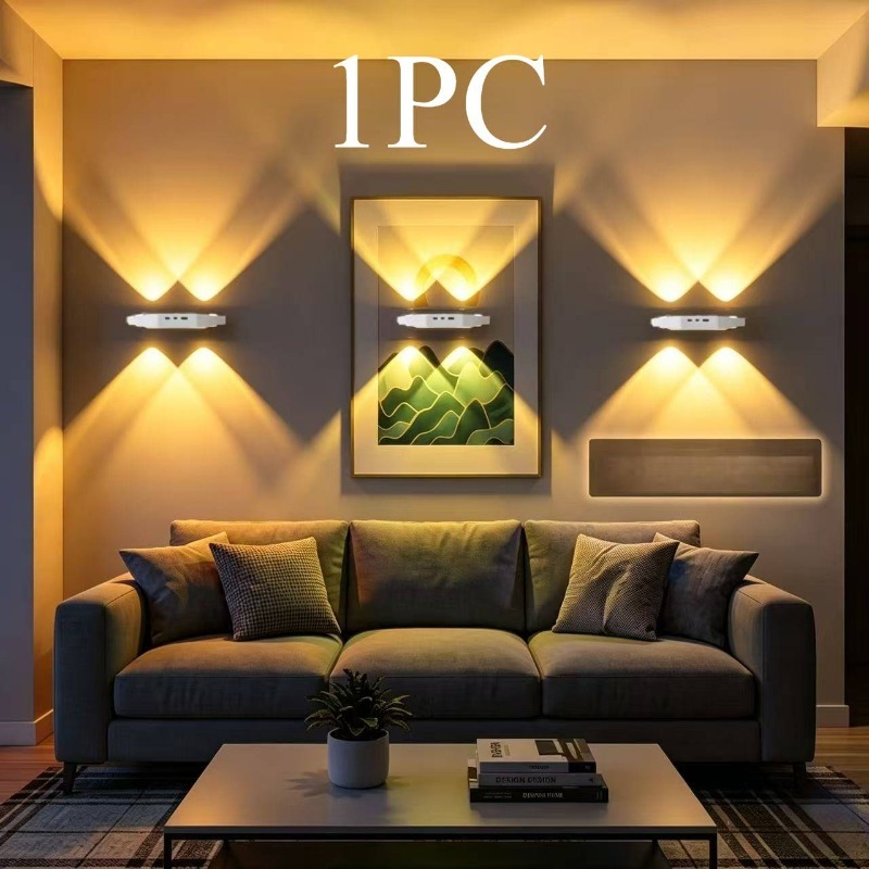 TEMU [1pc] Dual Pupils 4 Dual Sensor Lights, Automatic , 3-color Dimming, Usb Rechargeable / Bedroom Living Room Cabinet Hallway Entrance Light