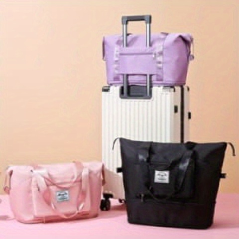 large capacity travel luggage bag expandable and foldable overnight suitcase with wet dry   function machine washable zipper closure essential carry on bag for women and men   tote durable handbag details 7