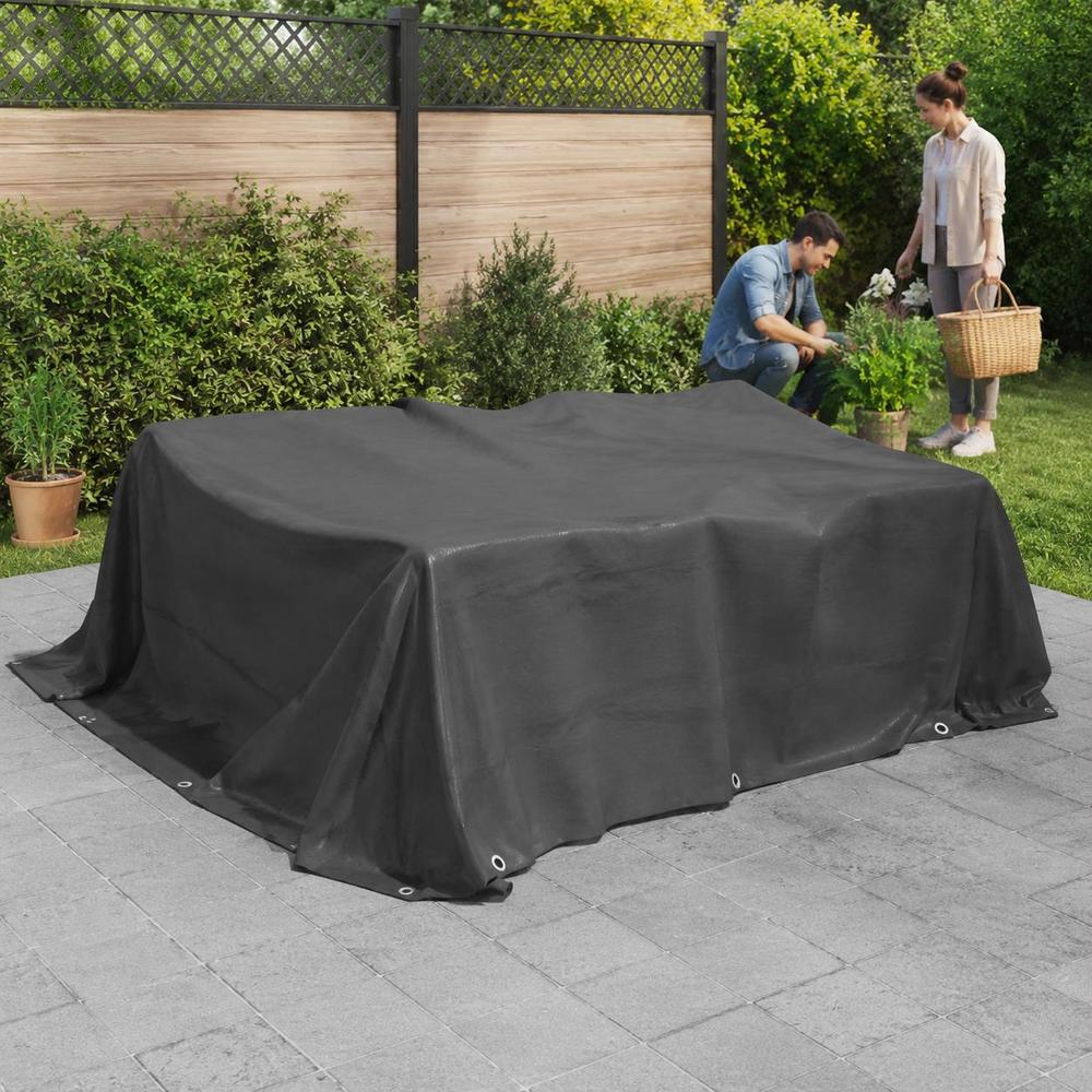Image of Pe Tarpaulin, Hdpe Woven Fabric, Aluminum Eyelets, Reinforced Rope Edges, Outdoor Cover For Garden Furniture, Firewood, Vehicles, Camping Shelter, Grey, 4 X 8m, 90 Gsm