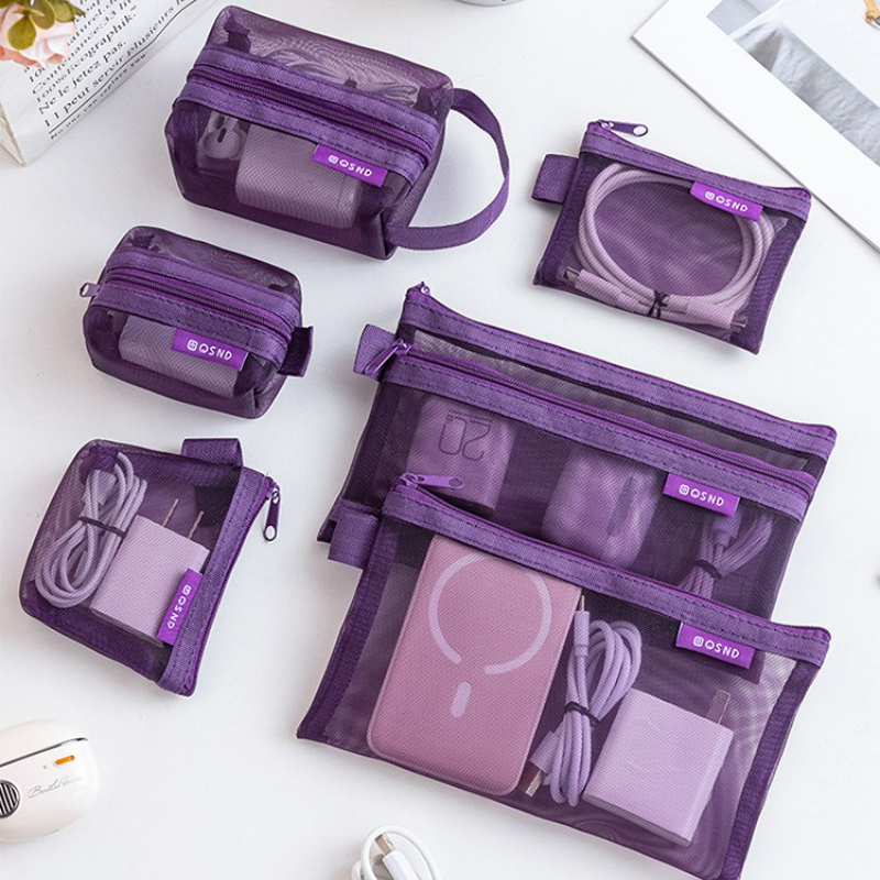 TEMU 6pcs Minimalist Transparent Mesh Coin Purse, Portable Coin Bag, Mini Zipper Coin Pouch, Travel-friendly Coin Purse, Can Hold Cards, Keys, And