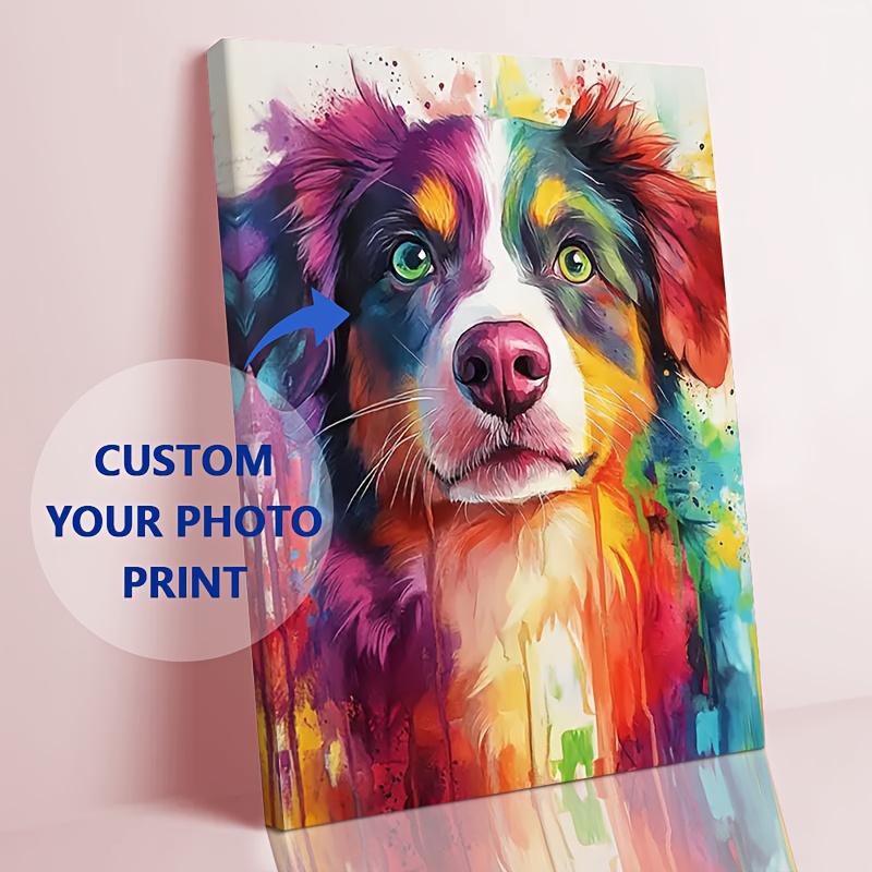 Image of 2d Flat, Personalized Dog Portrait Painting - Bohemian Style Photo Wall Suitable For,, Decor - Customizable Pet Picture With Hook Frame For Hanging - Wedding Graduation Gift For Dog Owners, 2d Flat
