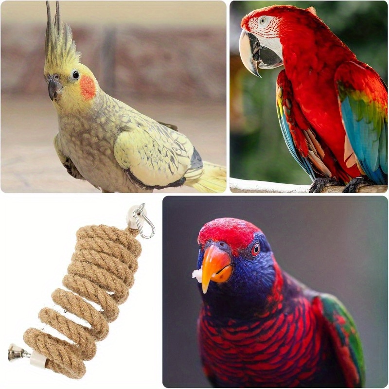 Natural Jute Spiral Rope Perch for Parrots