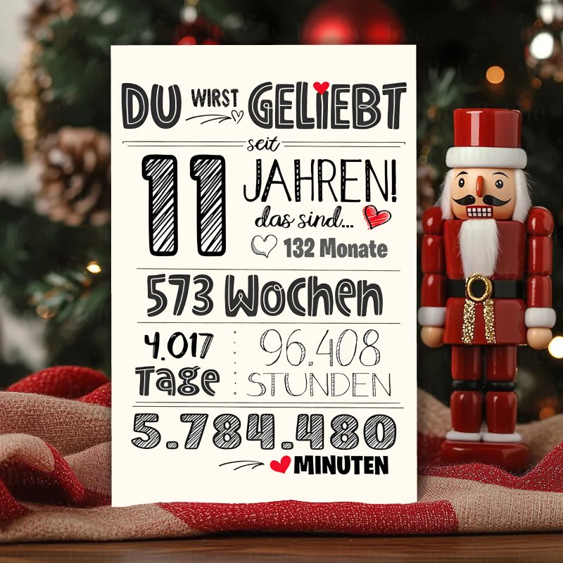 E-shop Hübsche deutsche Karte zum 11. Geburtstag, zum Gratulieren zu Weihnachten, ideales Geschenk für Freund, , Schwester, Sohn, Tochter, Teenager,