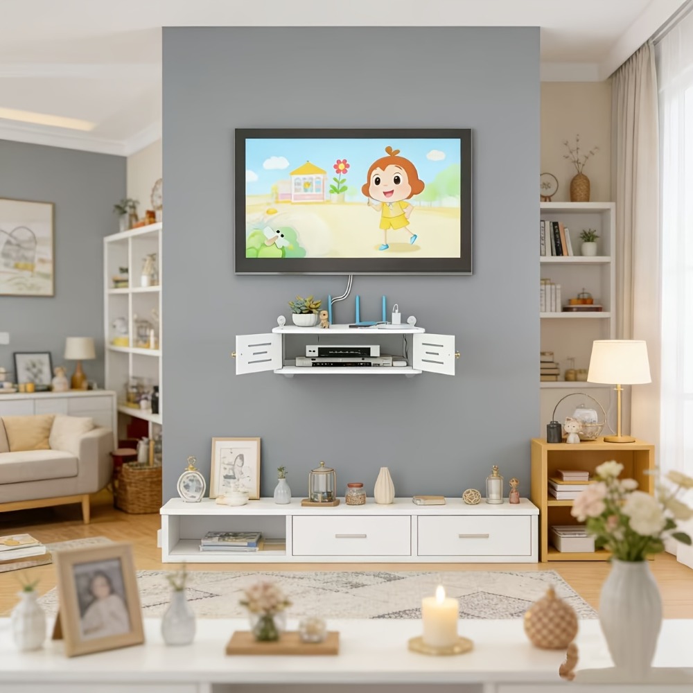 Wall-Mounted Router Storage Box with Double Layer Shelves
