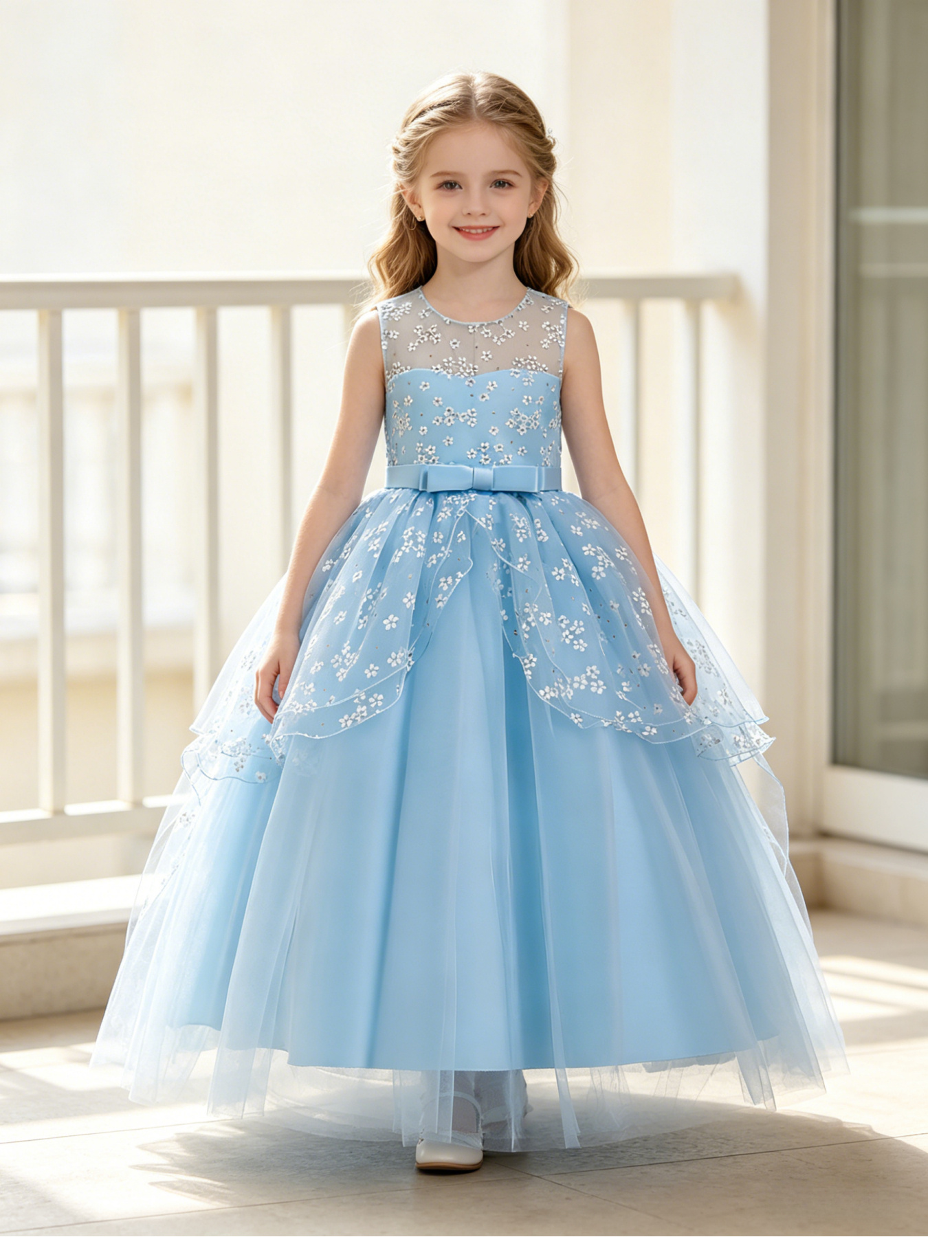 Cinderella Princess Royal Bridesmaid Dresses Horizon Blue Flower Girl Dresses Beauty Blue Off The Shoulder Applique Cinderella Princess Royal Bridesmaid Dresses Horizon Blue Flower Girl Dresses Beauty Blue Off The Shoulder Applique