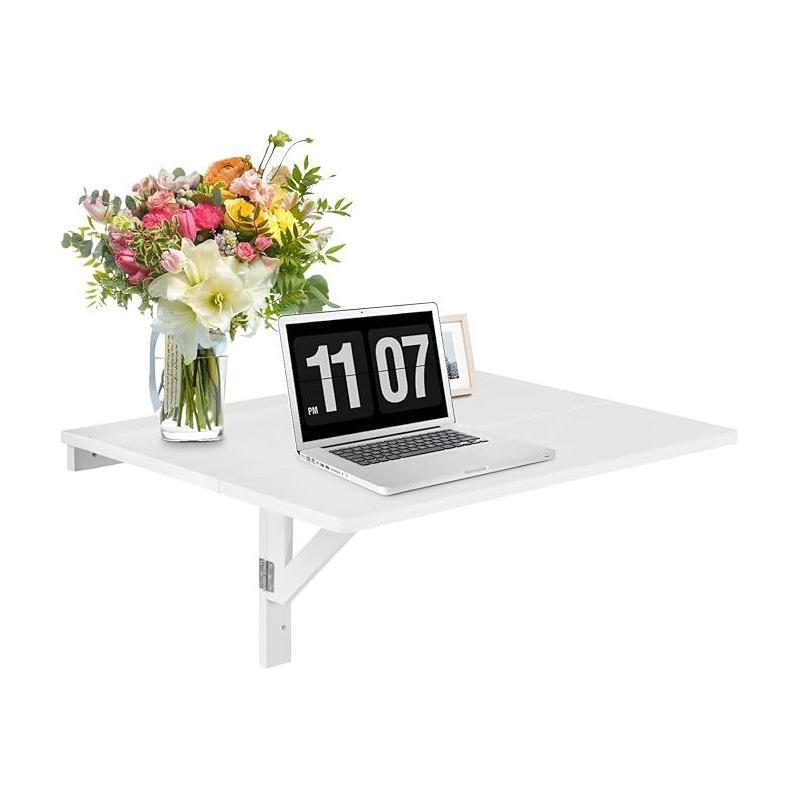Wall Mounted Folding Table, 80 X 60cm, Folding Wall Table, Space Kitchen Table, Wall Folding Table For Kitchen, Dining Room, Study (white)