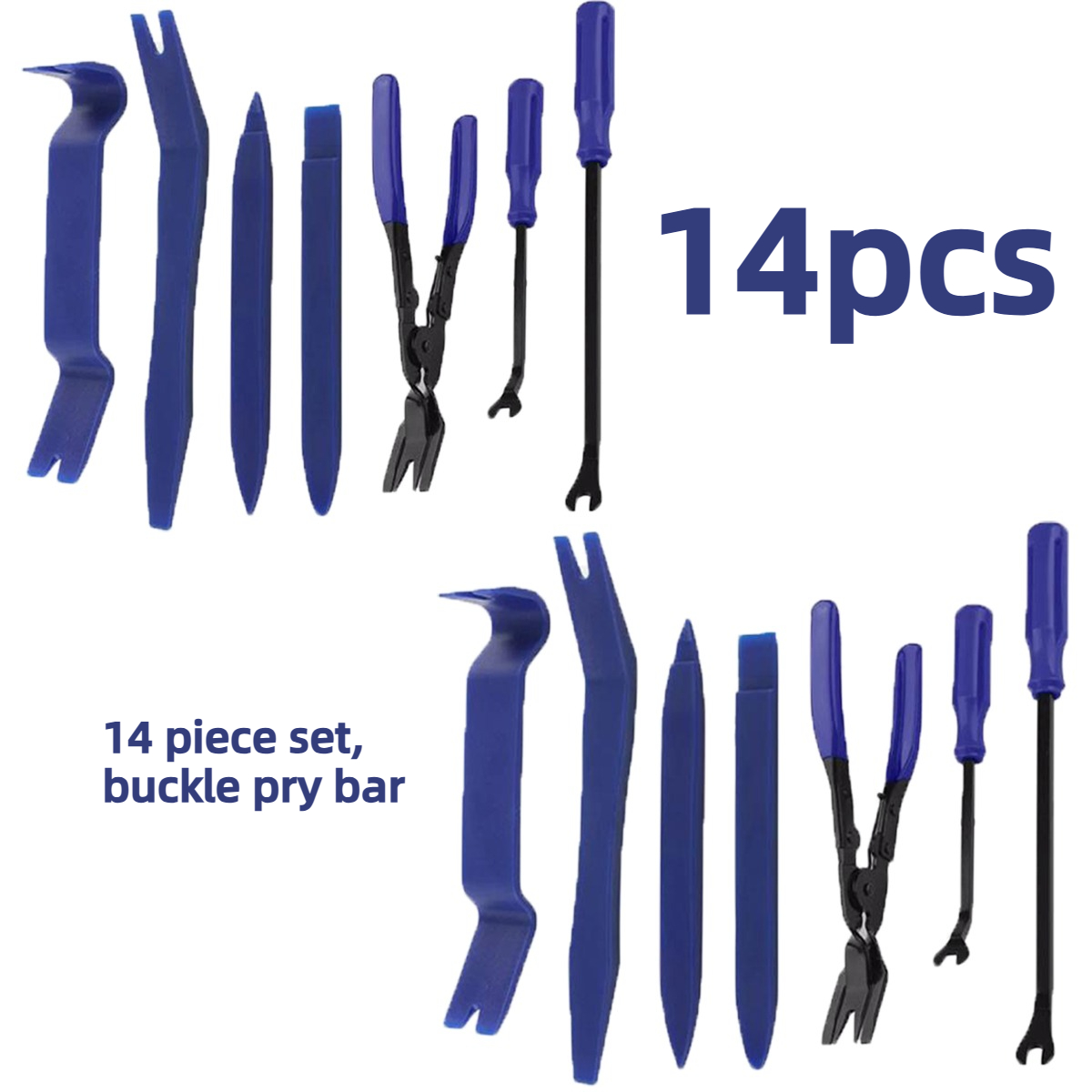 Image of 14pcs Auto Trim Removal Tool Kit, Nylon Pry Bars Set, Car Panel Door Audio Dashboard Clip Remover Pliers, Auto Fastener Pry Tool For Vehicle Interior Modification Repair