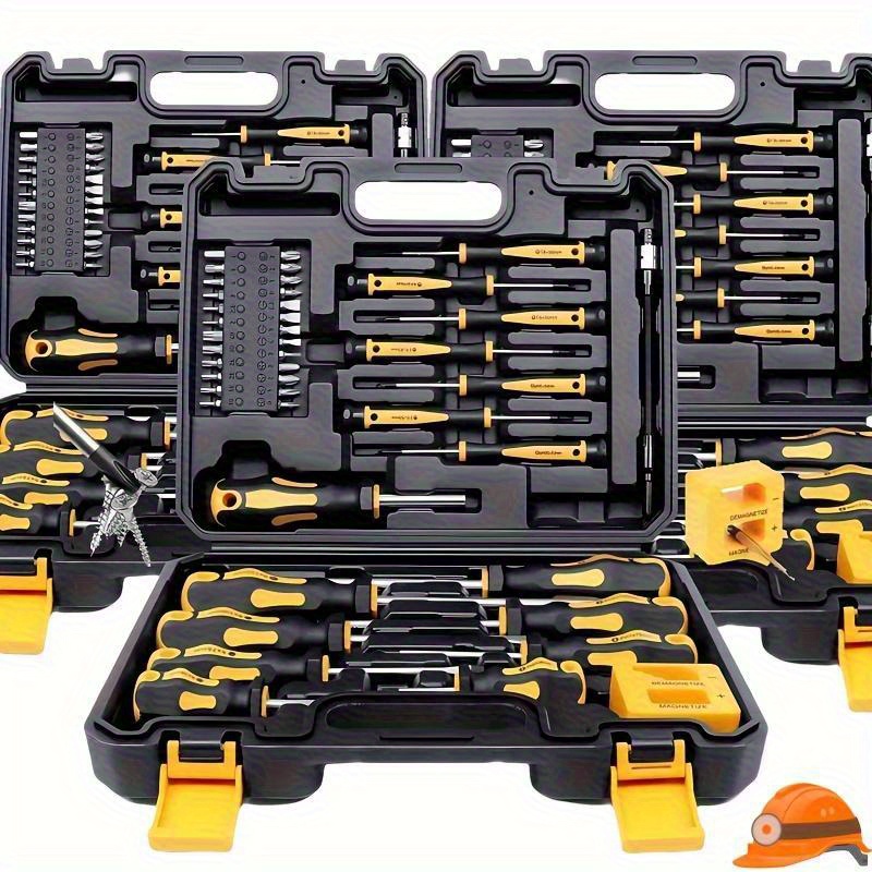1 Caja de Juego de Llaves de Tornillo Profesional Actualizado con Soporte Magnético para Brocas - Material de Acero Cromo Vanadio, Incluye Llaves de Tornillo de Pico Plano, Phillips, Hex, Llave de Precisión - Kit de Reparación Duradero para Uso Casero e Industrial