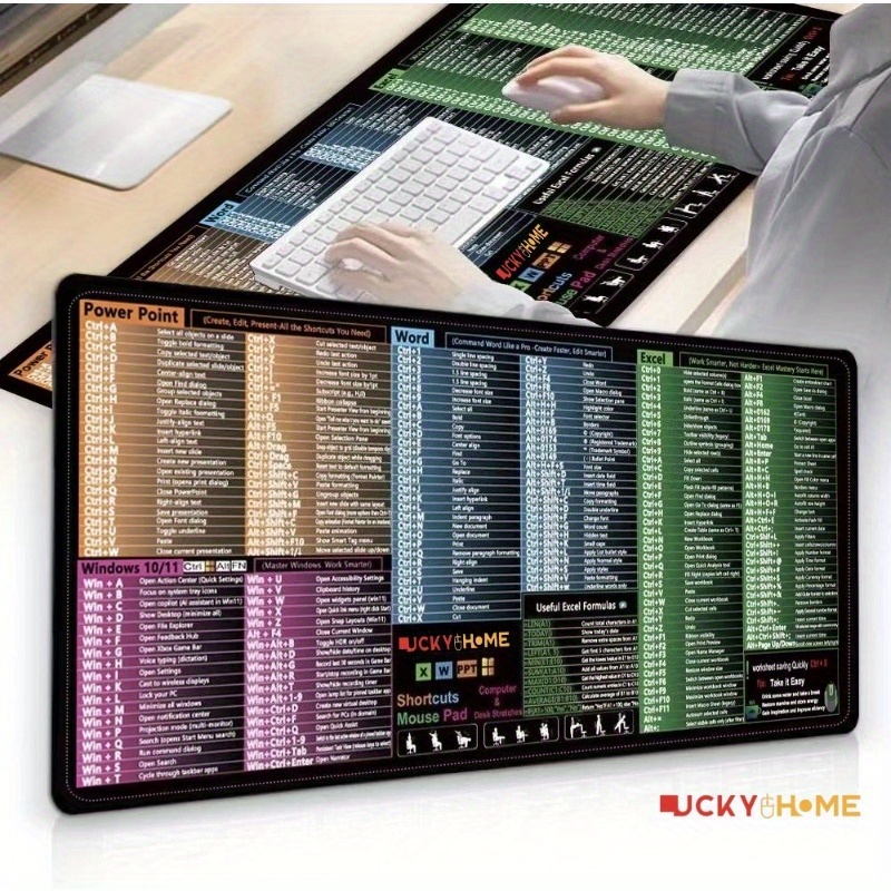 E-shop Extra-große Shortcut-Tasten-Mausmatte für Excel/Word/PowerPoint/Windows-Shortcuts – Excel-Spickzettel-Schreibtischunterlage, Computer-Mauspad –