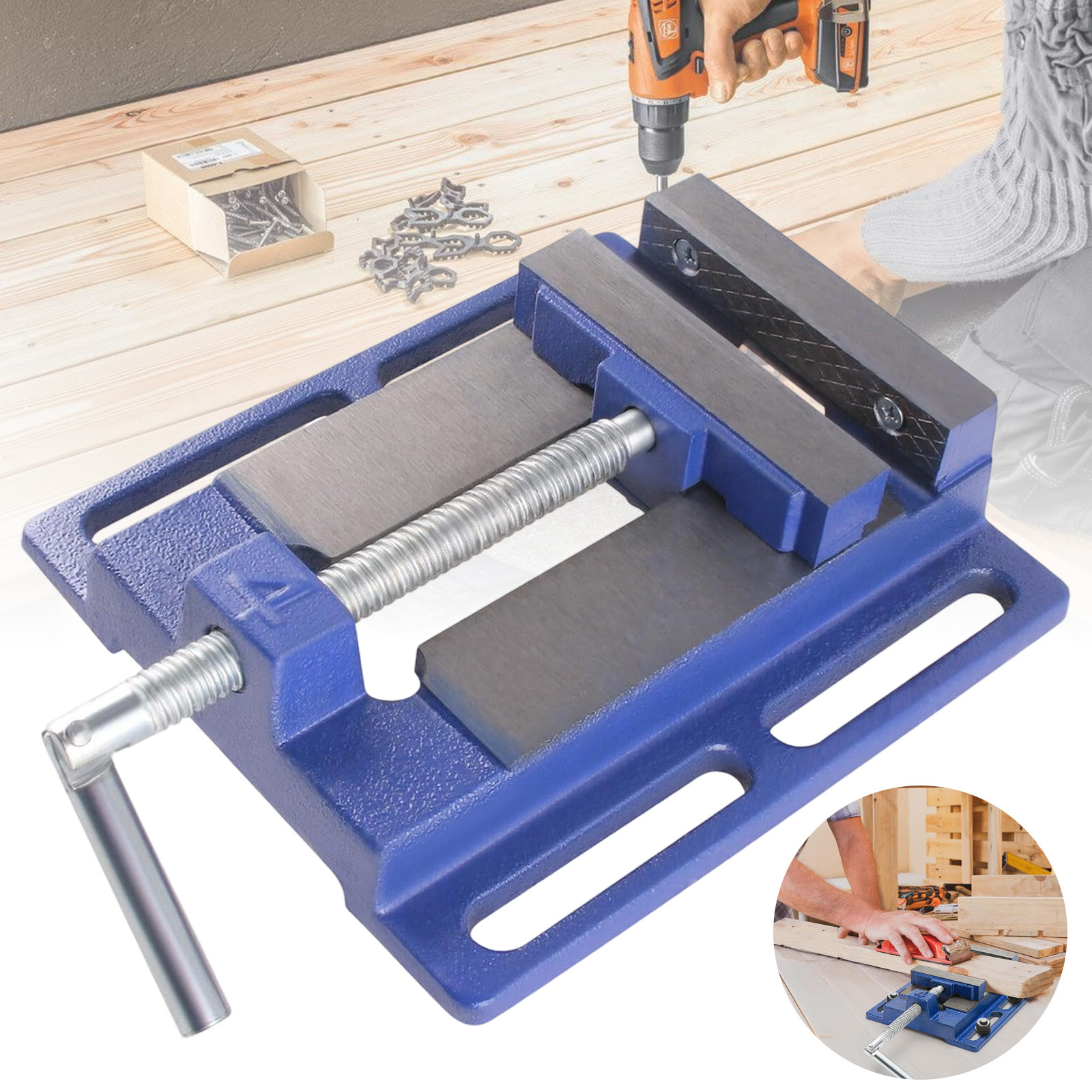 4 Inch Bench Vise Featuring 360-degree Swivel Function And Hand Crank Control, For Secure Material Holding In Workshop Tasks