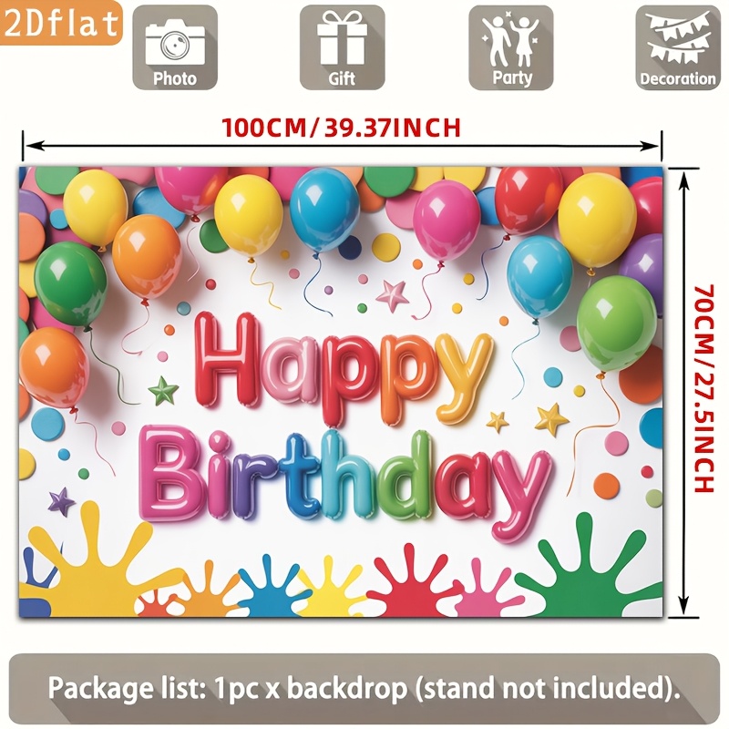 TEMU 2d Flat, 2d Flat Banner, 1pc Fashionable Party Banner. Personalized. Beautiful Exquisite Pattern. Happy Birthday. Holiday Gathering Decoration.