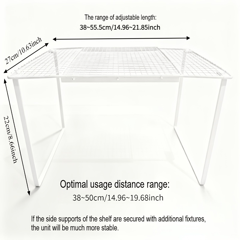 TEMU Retractable Wardrobe Shelf, Heavy-duty Metal Structure, Height-adjustable, Suitable For Cabinets, Vertical Storage Space - A Practical Storage