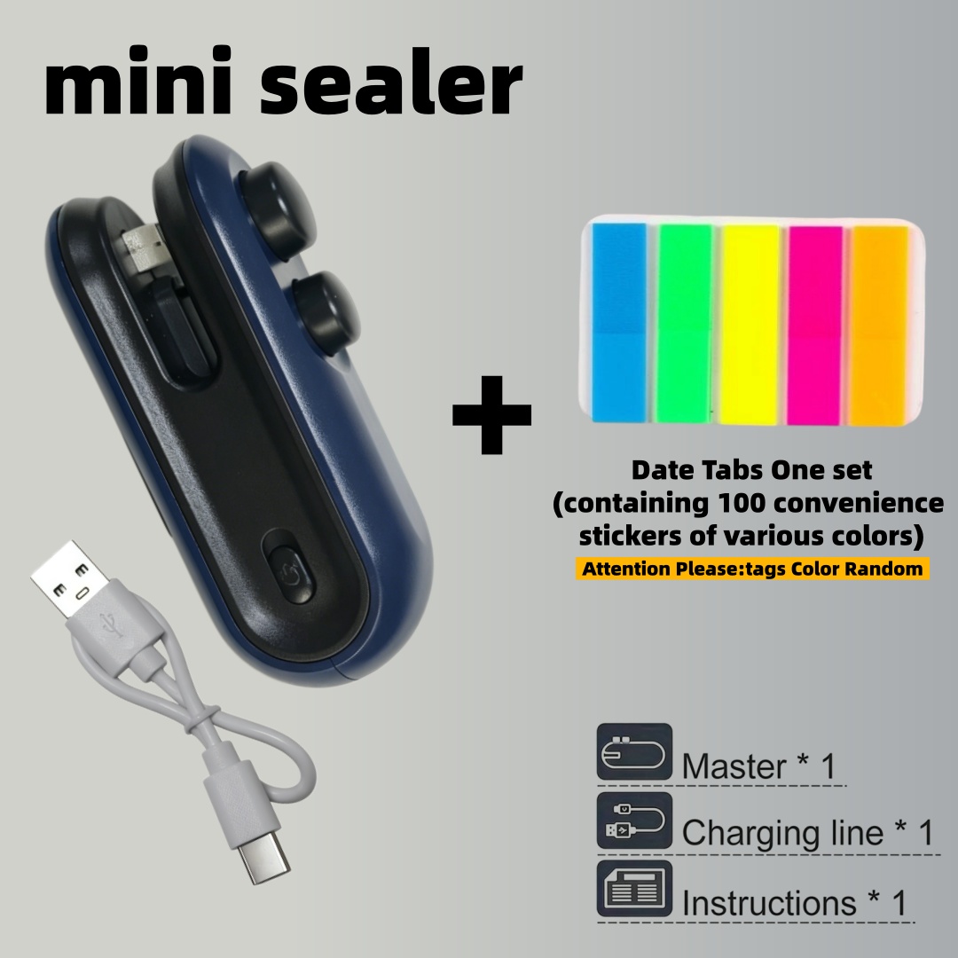 TEMU : Mini Scelleuse Améliorée avec Notes Adhésives Dateuses. Machine à Sceller les Sachets, un Outil pour Sceller les Sachets Plastiques de Snacks.
