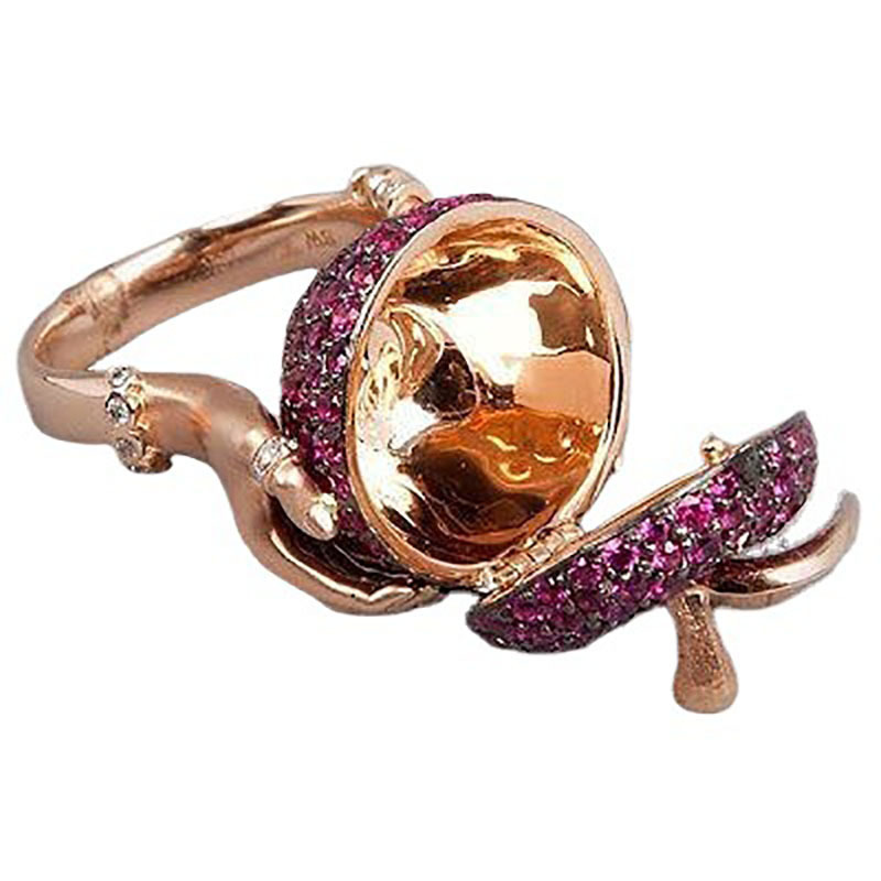 

1pc Copper Amethyst Ring With Accents, Creative Handheld Design For