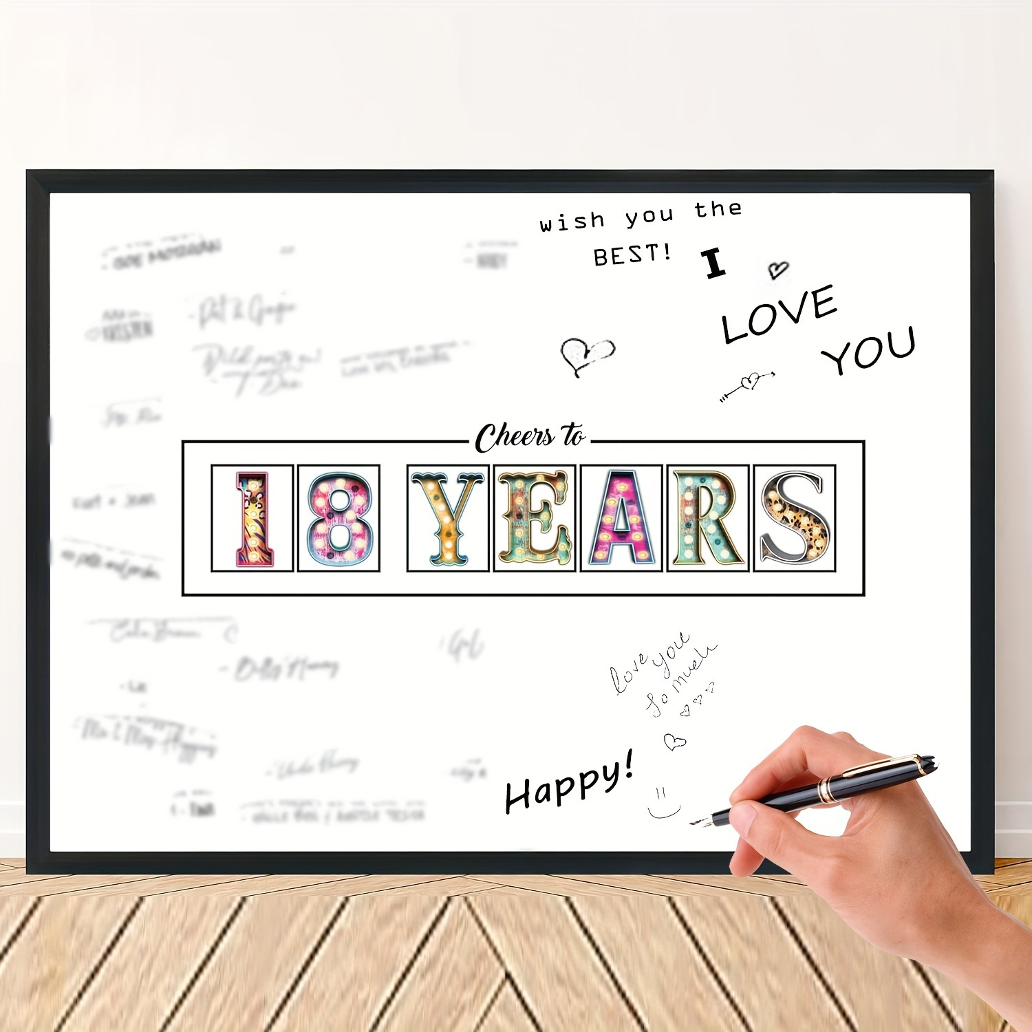2d Flat, 2d Flat, 18th Birthday Anniversary And Graduation Decoration Party Signature Board Party Supplies Message Book Or Card Substitute 18th Birthday Poster Frameless, Halloween Christmas Decor
