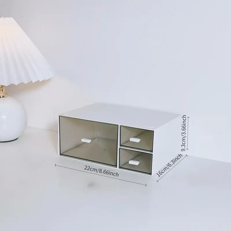 simple white desktop organizer with transparent drawers design for clear visibility and effortless retrieval multi layered compartments for organized storage of stationery and small items desk organization to enhance clutter free desk drawer organizer for home storage Product details 6