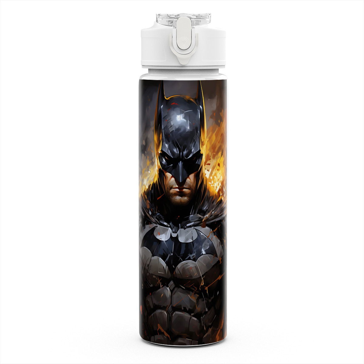 TEMU 1pc Batman Plastic Water Bottle, Cute Printed Design Plastic Sports Bottle, Hinged Lid, Reusable, 25oz 750ml Lightweight Leak-proof Travel Drink