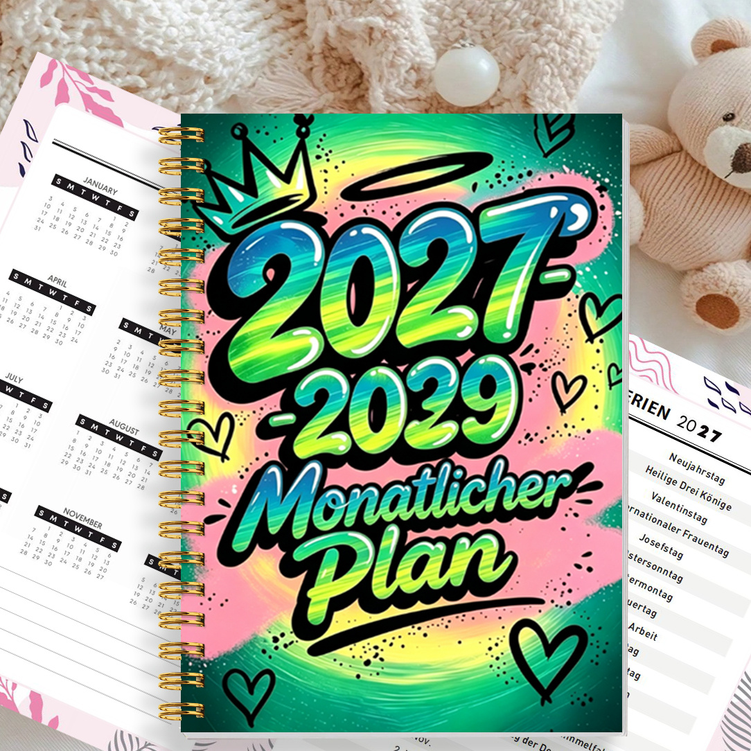 TEMU 1pc Record Books, 27-29 3 Year Planners - German Edition, Graffiti Trendy Style, Suitable For Three-year Planning Notebooks, Calendar Journals,