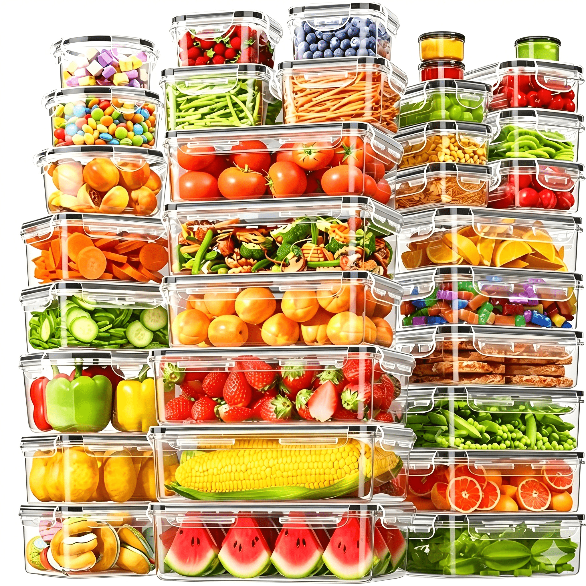 48pcs Grade Storage Containers - Airtight, (24 Lids + 24 Jars)multifunctional, Fresh-keeping Jars With Lids - Perfect For Dumpling, Meat, Eggs, Ginger, Garlic, , Kitchen Organization And Storage