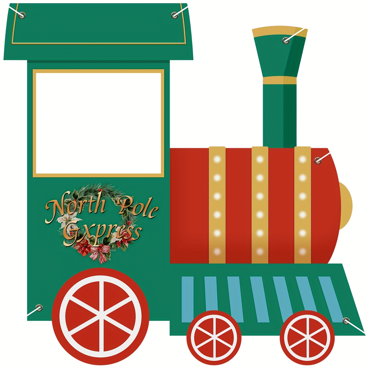 TEMU 1pc, Christmas Train Pattern Cutout Photo Frame - 180*180cm, Large Red/green Locomotive Silhouette, Christmas Holiday Party, New Year's Eve, And