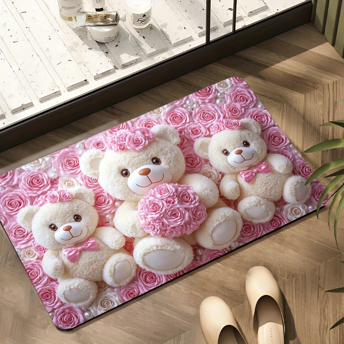 

1pc Tapis de Bain en Ultra-Absorbant avec Design d' en Peluche - Antidérapant, Séchage Rapide pour Salle de Bain, Cuisine, Salon | Polyester , Dos en Caoutchouc, pour Personnel, Tapis de Salle de Bain