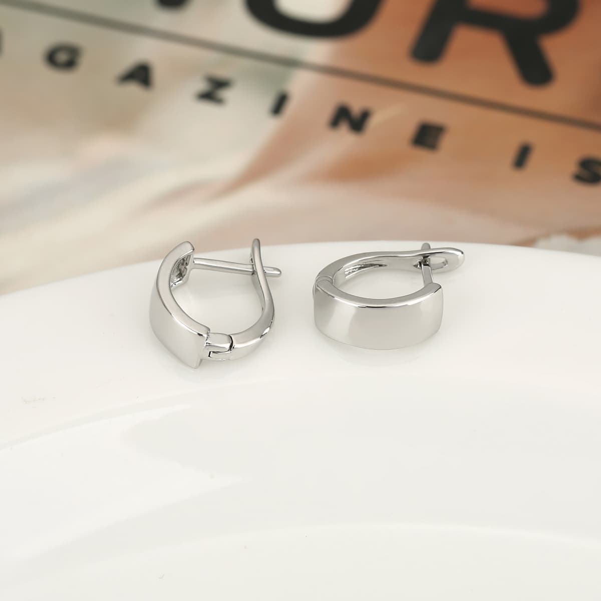 Unisex Copper Inlaid Zirconia Classic Elegant Earrings
