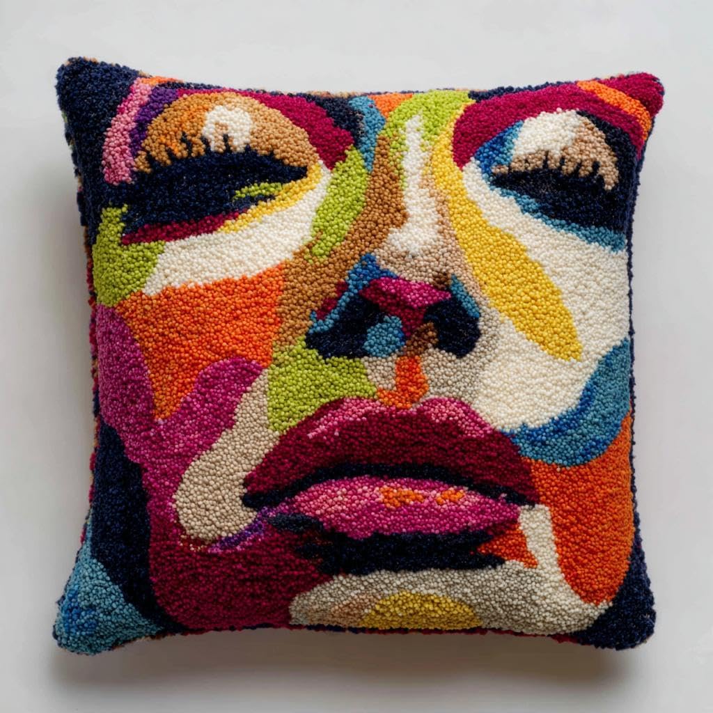 Image of Hook Kits For Adults Cushion Pcs, Valentine's Day Giftbirthday Gift, African Women Pre-print Pattern Set Diy Pillowcase, For Or Beginners Adults To Knott, Diy Hook Pcs, 43cm X 43cm/17inx17in