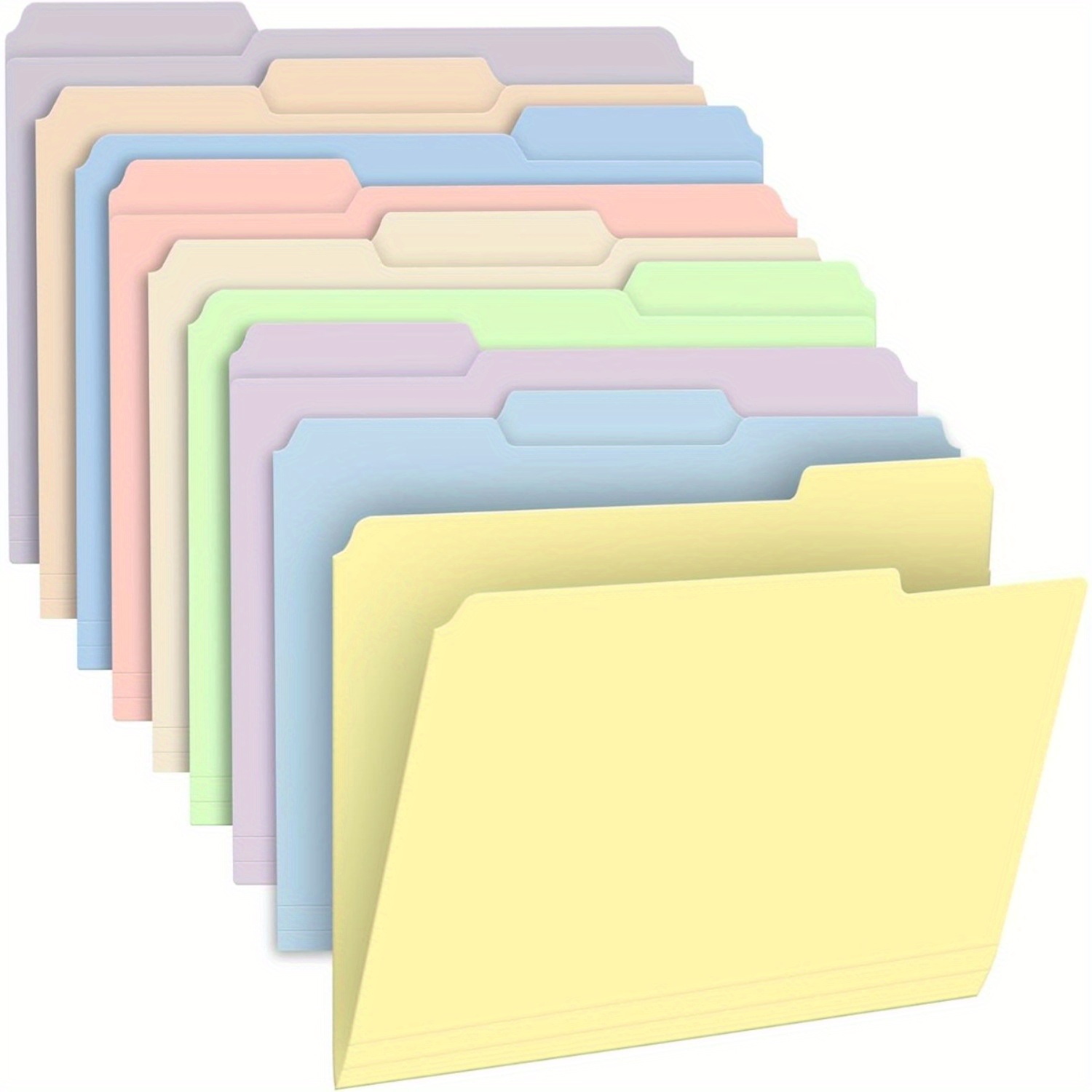 

9pcs Assorted Colors Letter Size File Folders, 8.5 X 11 Inch, 1/3 Cut Tab, Paper Material For School, Business, Office Documents, Folders For School