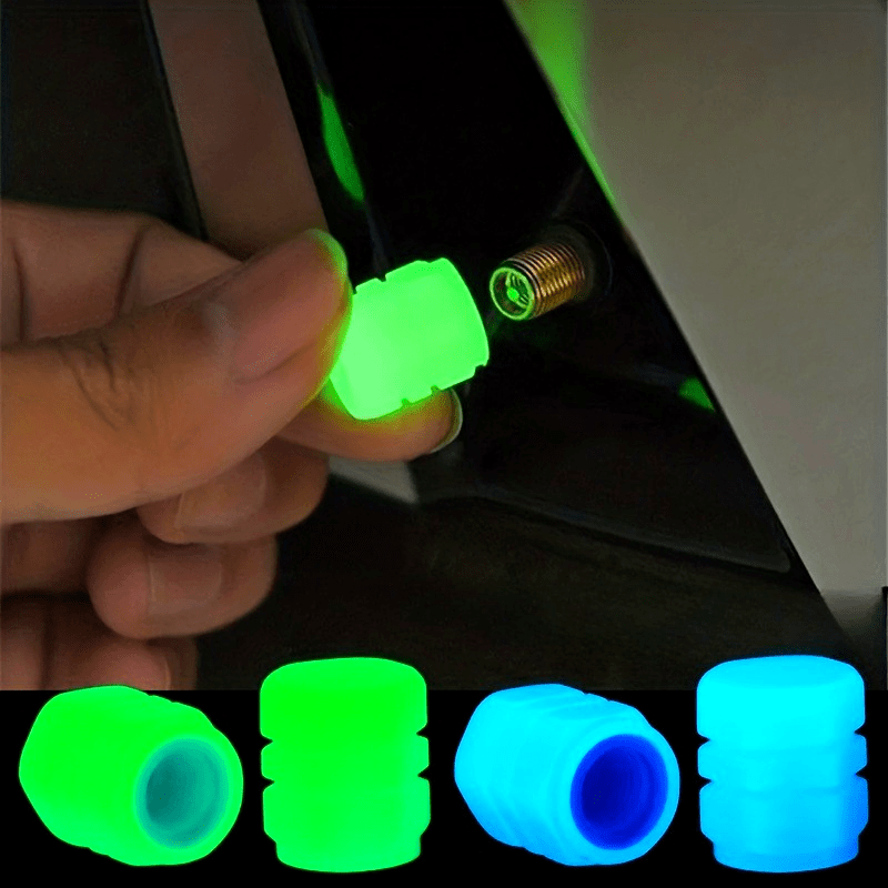6-Pack Glow-in-the-Dark Valve Caps - Bright Neon Green Tire Decorations, Non-Slip Grip, Fit for Cars, Motorcycles, Bicycles - Night Riding Safety Accessories for Enhanced Visibility & Style, Motorcycle Customization, Eyecatching Design, Sturdy Construction, Bike Commuters