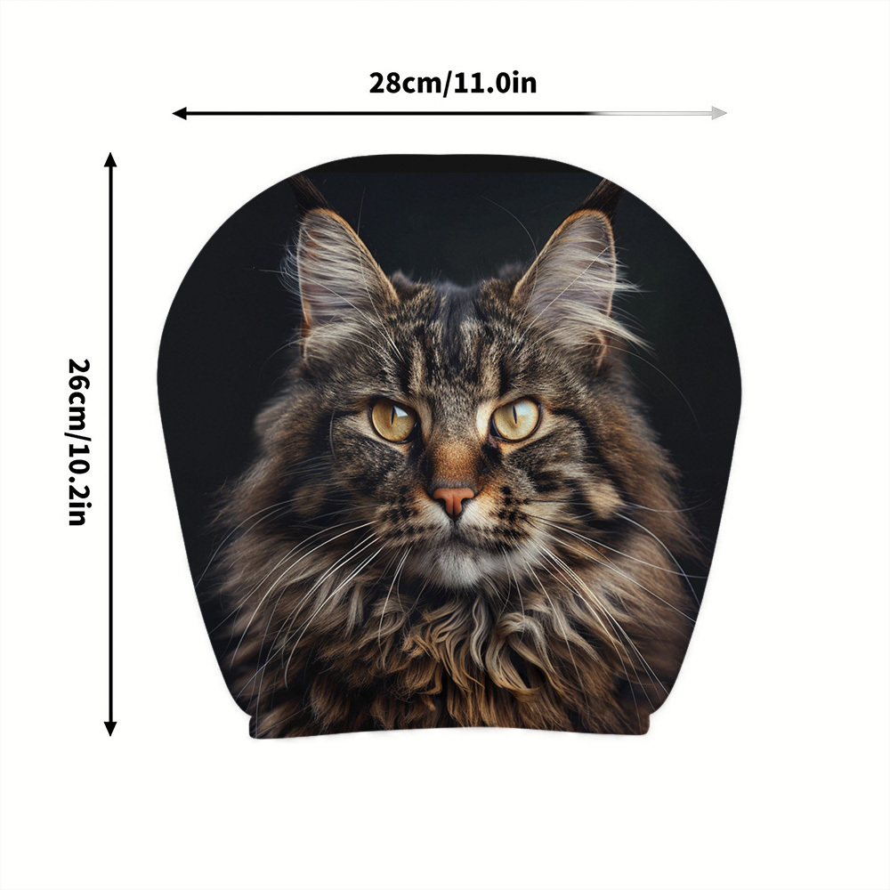 TEMU 1 Housse d'appui-tête de voiture à motif animalier style sur le thème du chat Maine Coon, taille universelle, installation facile, utilisation