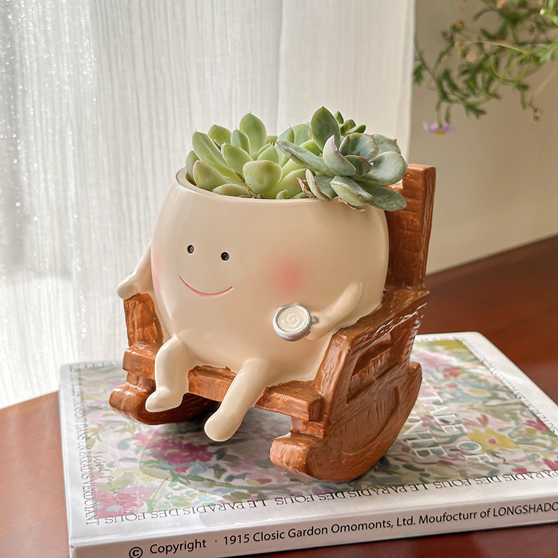 1pc 1pcs Rocking Planter Suitable For /outdoor Use - Lightweight Base With Irregular Shape, Decorative Style Plant Pot For Plants, Cute Rocking Planter For Desk,, Balcony