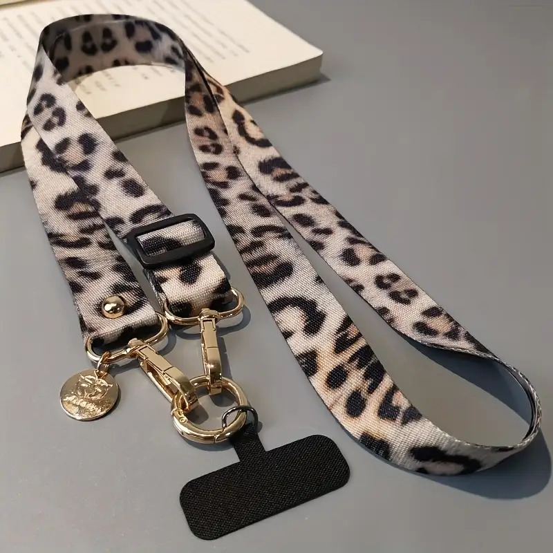 TEMU para teléfono con estampado de leopardo y elegante, con cordón largo, ideal para uso en exteriores por mujeres, previene pérdidas, ajustable y
