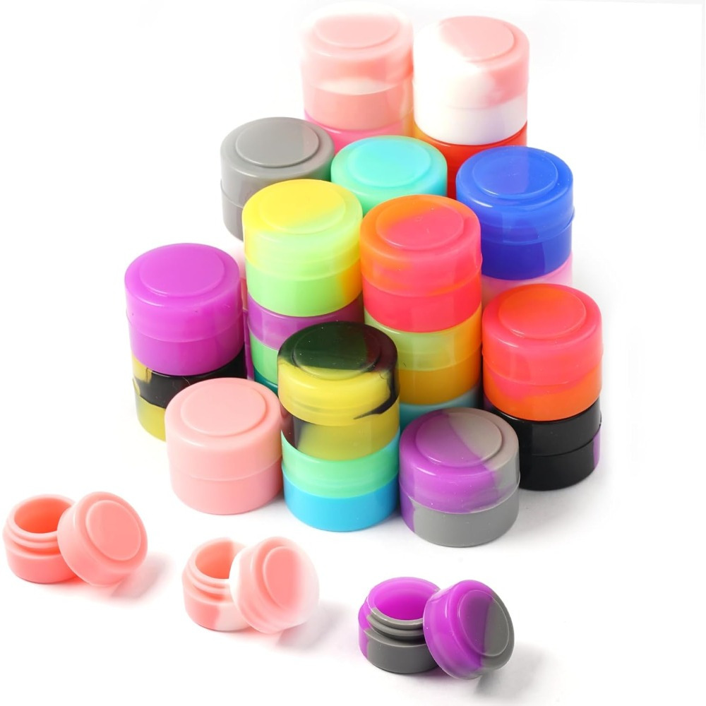 

30-pack Mini Round Silicone Containers, , Unscented, Storage For Wax, Oil, Cosmetics, Crafts - Assorted Colors