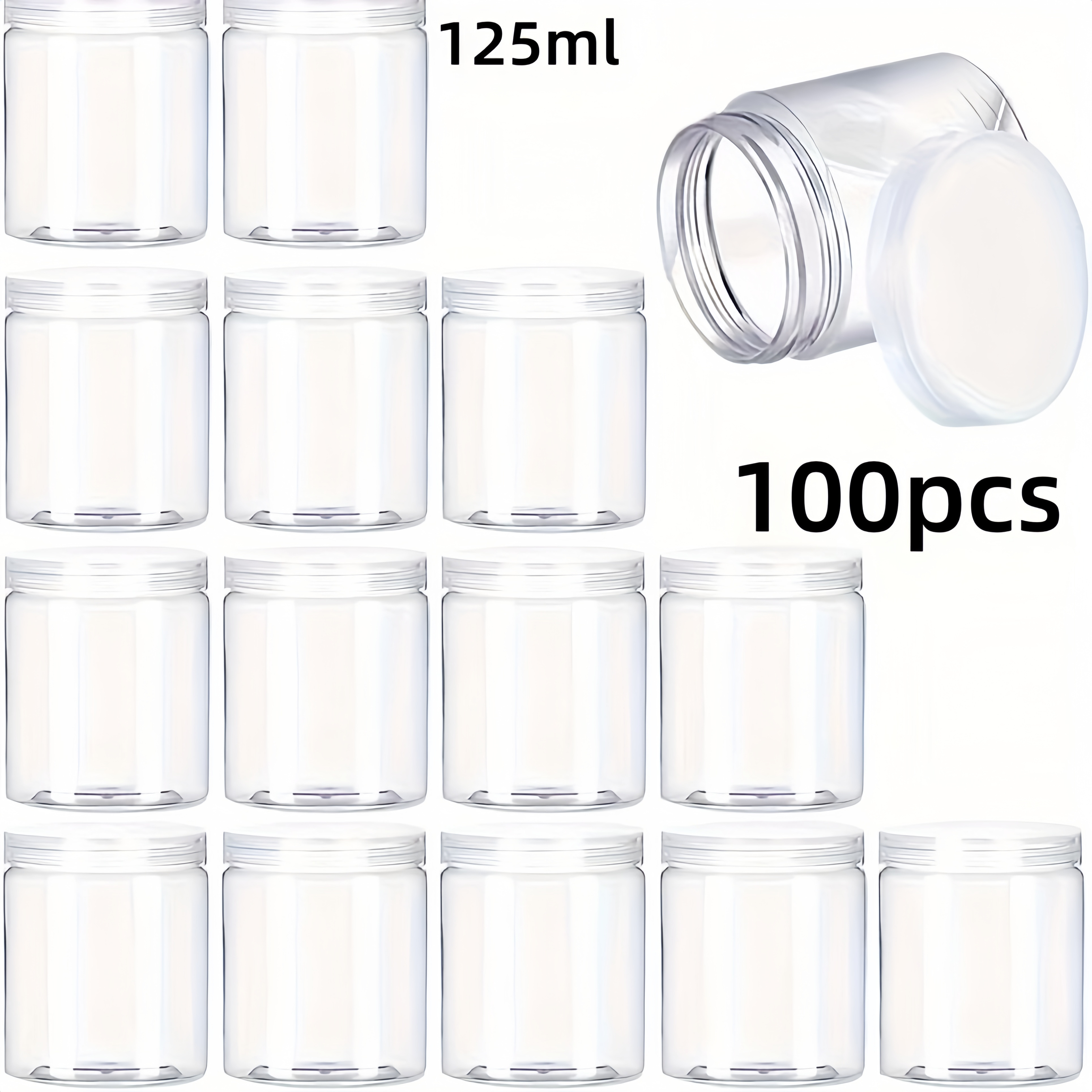 100pcs Clear Storage Jars with Tight-Sealing Lids - Heavy-Duty Refillable Containers, Leakproof for Wedding Favors, Craft Organizing, Spices, Tea - Ideal for Home, Party, or Business Use, Jars for Storage, Party Favors,  , Durable Plastic,  ,  , Sturdy Construction, Event Planners