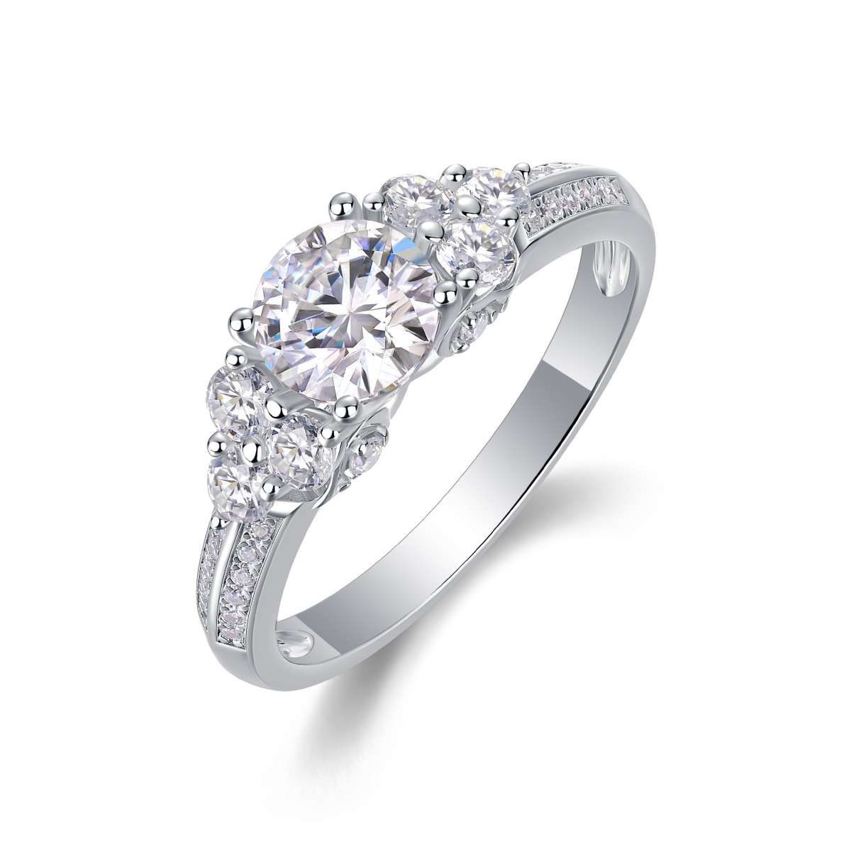 S925 Sterling Silver Moissanite Engagement Ring, Luxury Design