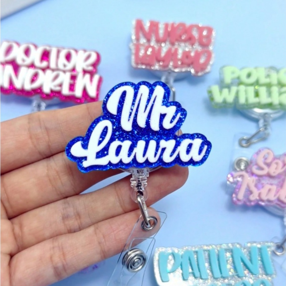 TEMU 2d Custom 3d Acrylic Name Badge Reel, Double-layer Acrylic Badge Reel, Personalized Retractable Id Badge Holder, Name Badge Reel, Work Medical