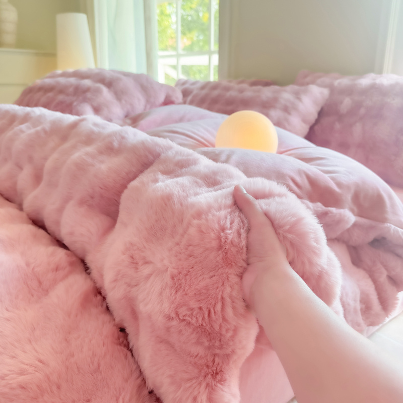 item picture 1pc imitation rabbit plush milk velvet duvet cover   used as a blanket anti static soft and comfortable instant   moisture wicking and breathable multiple sizes 150 x 200cm 180 x 220cm 200 x 230cm 220 x 240cm bedding