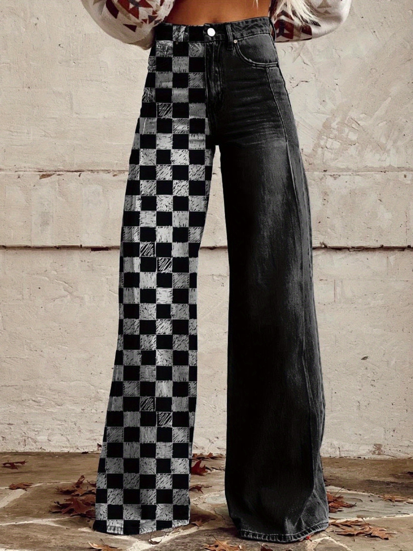 checkered jeans sold on Temu United States