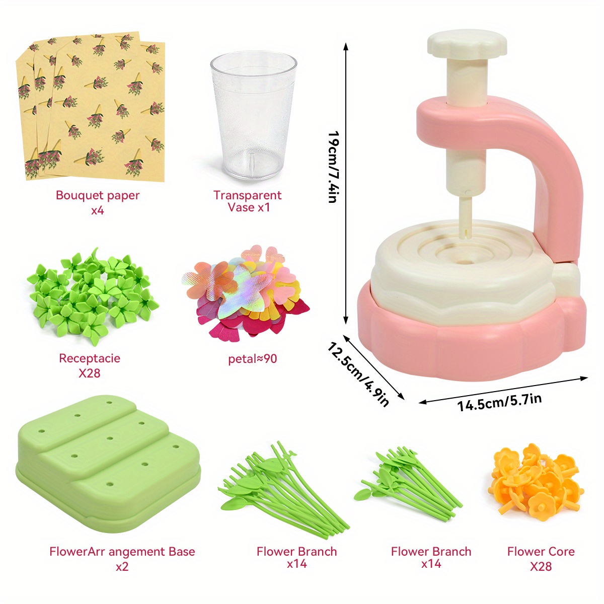 Fabric Flower Bouquet Craft Kit for Kids Ages 3-8 | DIY STEM Gardening Kids Toys with Non-Toxic Flowers & Arrangement Tray | Fine Motor Skills Activity, Educational Birthday Gift for Girls Boys