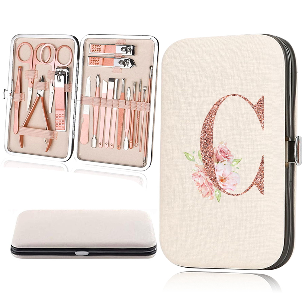 18pcs Rose Golden Nail Studio Set with Portable Storage Box