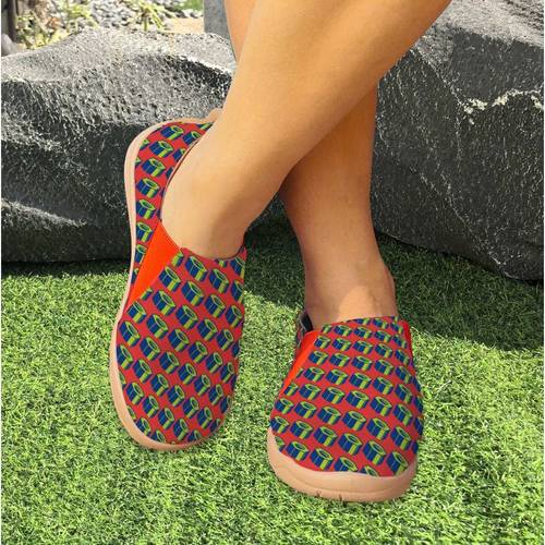 womens slip on sneakers with vibrant geometric pattern soft tpr sole breathable fabric upper casual sport perfect mothers day gift ladies sneakers