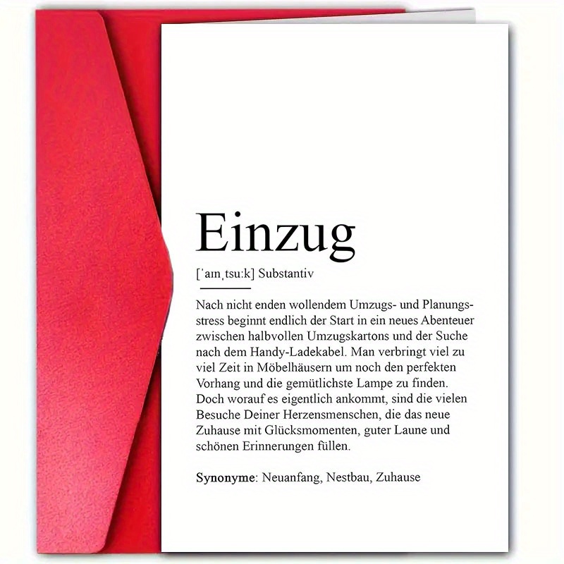 TEMU 1 Exquisite German Housewarming Card With Envelope, 4.72 Inches * 7.09 Inches, For , Family, Couples, And Neighbors. A Fun Housewarming Card