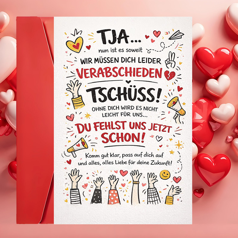 E-shop Eine Abschiedskarte mit Umschlag, die ehrliche Abschiede und warme Wünsche für zukünftige Abenteuer ausdrückt, ideal für Kollegen, Freunde und